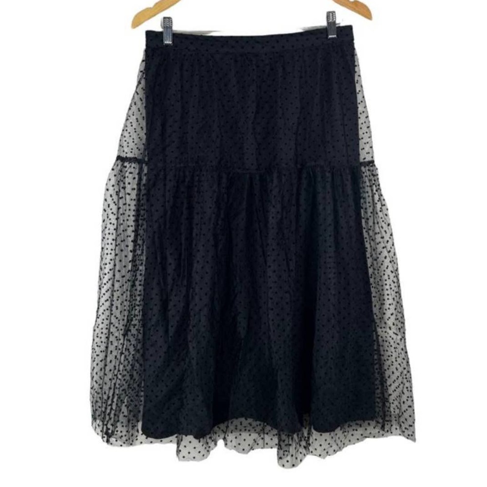 Black H&M polka dot A-line layered tulle skirt size 12
